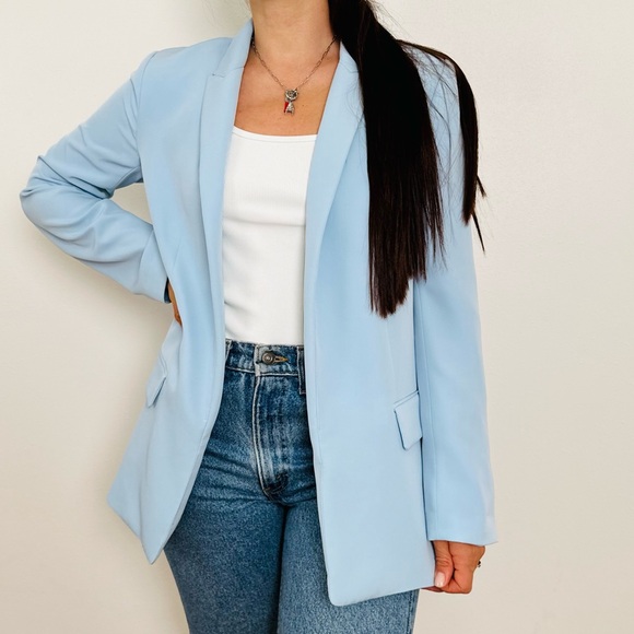 H&M Jackets & Blazers - H&M straight cut blazer jacket baby blue color
